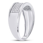 10k White Gold Mens Round Diamond Micropave Wedding Anniversary Band Ring 1/3 Cttw