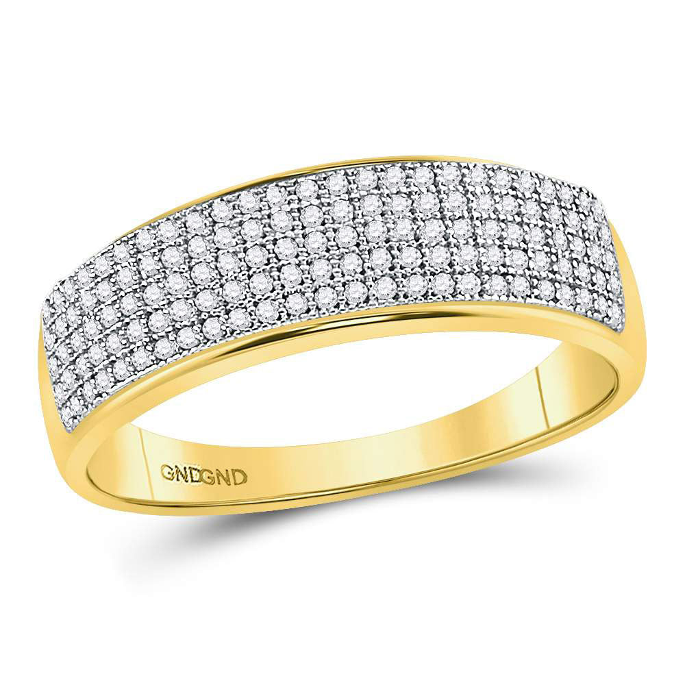 10kt Yellow Gold Mens Round Diamond Wedding Band Ring 3/8 Cttw