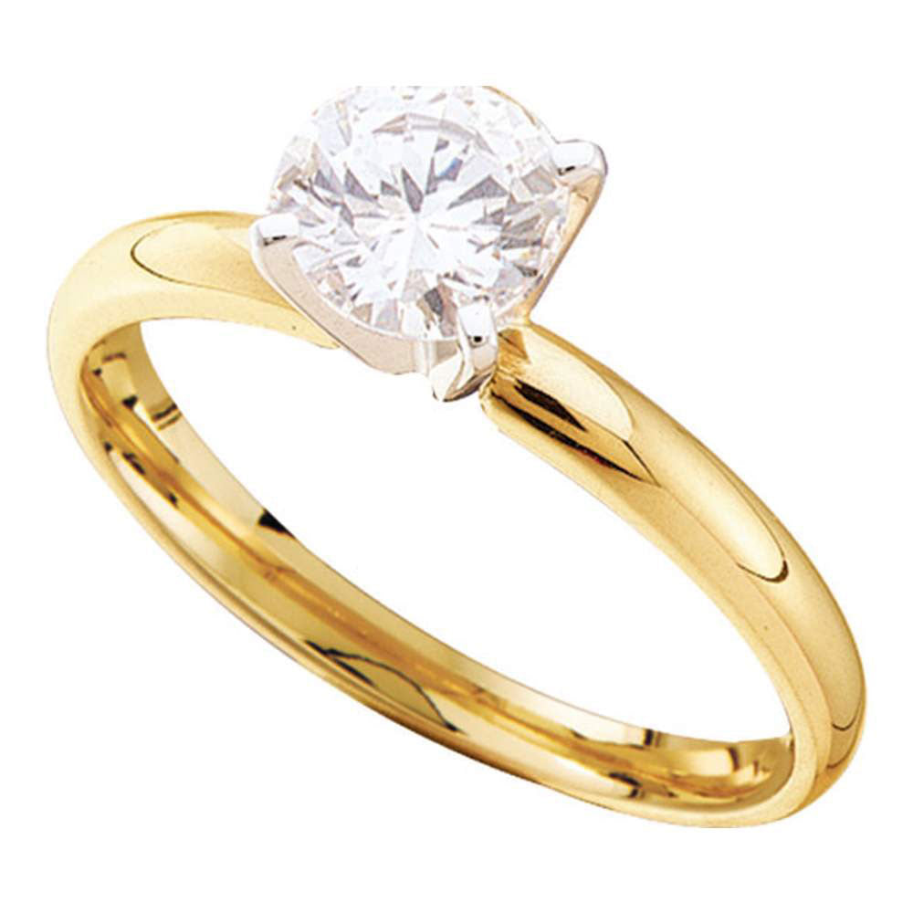 14kt Yellow Gold Womens Round Diamond Solitaire Bridal Wedding Engagement Ring 3/8 Cttw