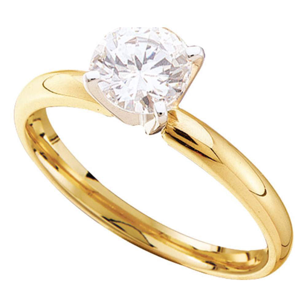 14kt Yellow Gold Womens Round Diamond Solitaire Bridal Wedding Engagement Ring 7/8 Cttw