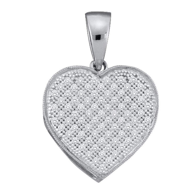 10kt White Gold Womens Round Diamond Heart Cluster Pendant 1/4 Cttw