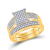 10kt Yellow Gold His Hers Round Diamond Square Matching Wedding Set 5/8 Cttw