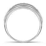 10kt Two-tone White Gold Mens Round Diamond Double Row Wedding Band 1/10 Cttw