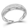 10kt Two-tone White Gold Mens Round Diamond Double Row Wedding Band 1/10 Cttw