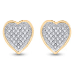 10kt Yellow Gold Womens Round Diamond Heart Cluster Earrings 1/6 Cttw