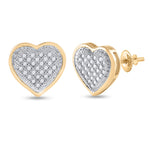 10kt Yellow Gold Womens Round Diamond Heart Cluster Earrings 1/6 Cttw