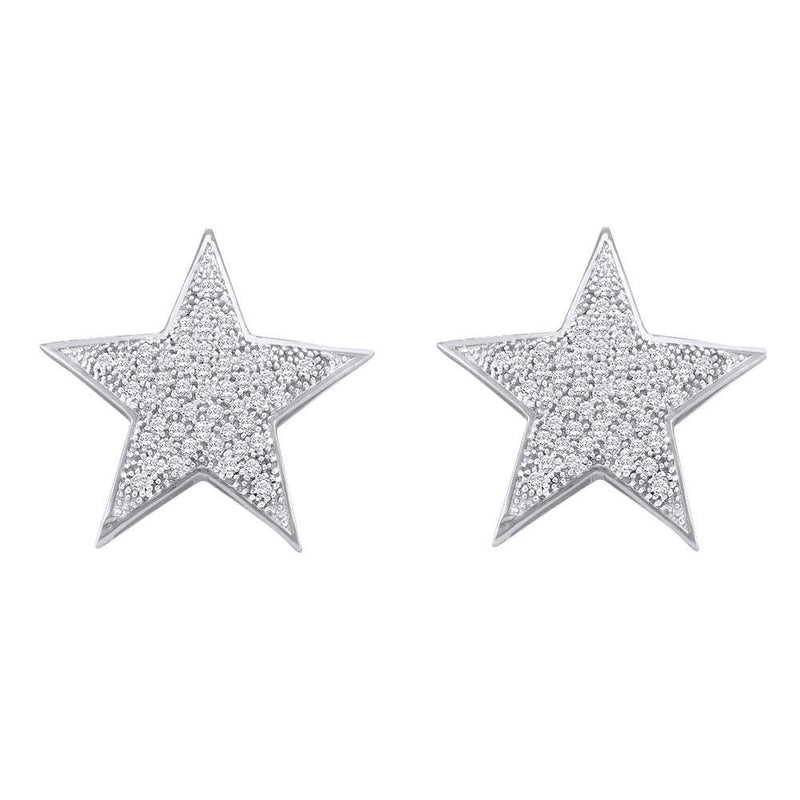 10kt White Gold Womens Round Diamond Star Cluster Stud Earrings 1/4 Cttw