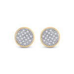 10kt Yellow Gold Womens Round Diamond Circle Cluster Earrings 1/10 Cttw