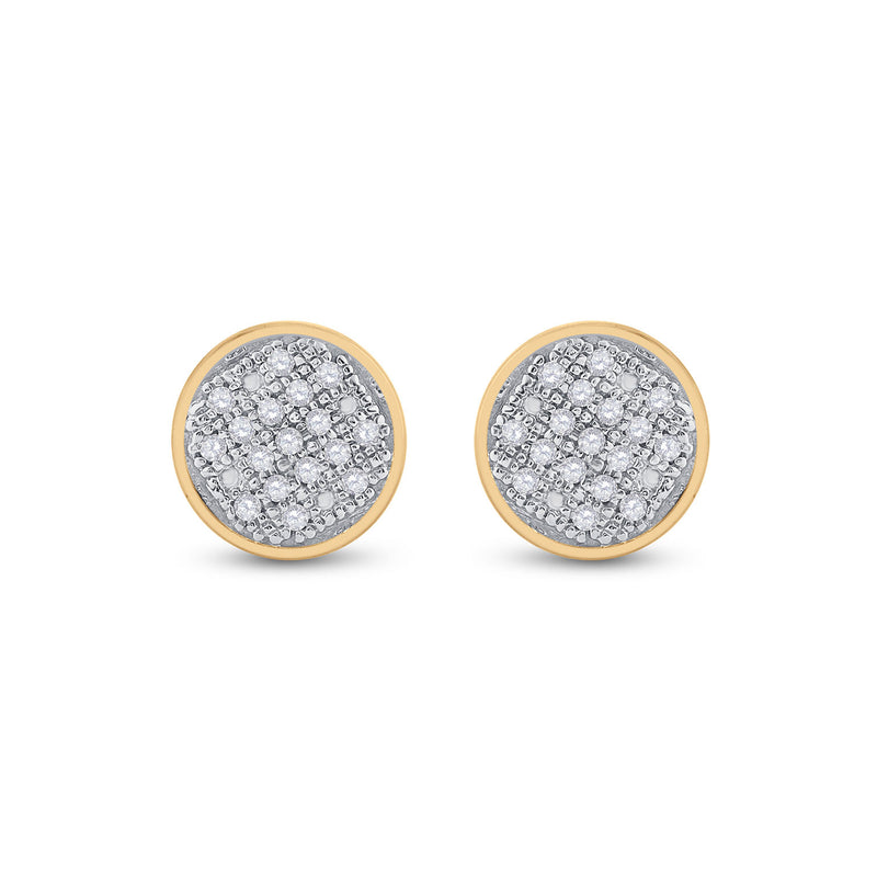 10kt Yellow Gold Womens Round Diamond Circle Cluster Earrings 1/10 Cttw