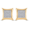 10kt Yellow Gold Womens Round Diamond Square Kite Cluster Earrings 1/5 Cttw