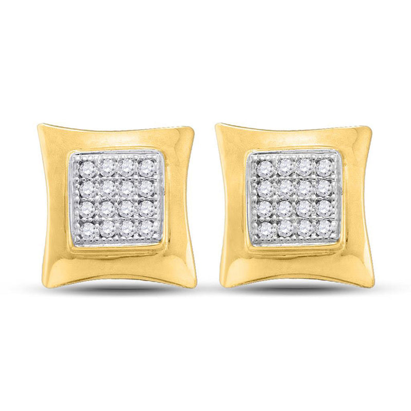 10kt Yellow Gold Womens Round Diamond Kite Square Earrings 1/10 Cttw