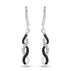 14kt White Gold Womens Round Black Color Enhanced Diamond Twist Dangle Earrings 1/3 Cttw