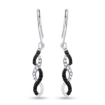 14kt White Gold Womens Round Black Color Enhanced Diamond Twist Dangle Earrings 1/3 Cttw