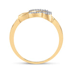 10kt Yellow Gold Womens Round Diamond Double Heart Ring 1/20 Cttw