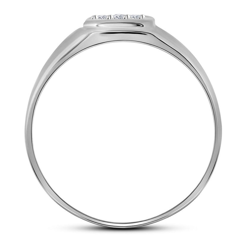 10kt White Gold Mens Round Diamond Brushed Matte Cross Band Ring 1/20 Cttw