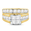 14kt Yellow Gold Princess Diamond Bridal Wedding Ring Band Set 3 Cttw