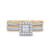 14kt Yellow Gold Princess Diamond Halo Bridal Wedding Ring Band Set 1/2 Cttw