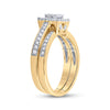 14kt Yellow Gold Princess Diamond Halo Bridal Wedding Ring Band Set 1/2 Cttw