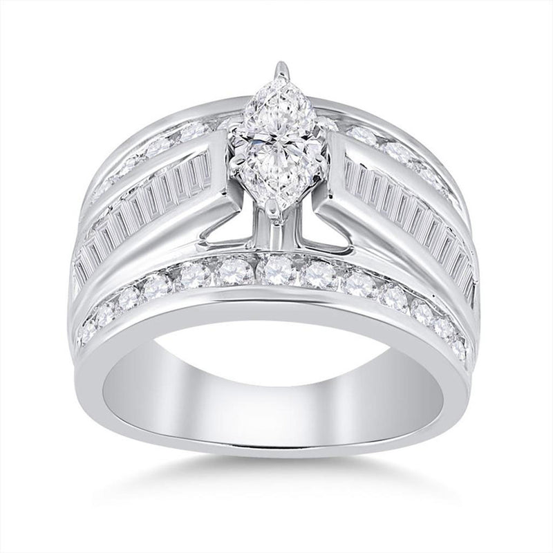 14kt White Gold Marquise Diamond Solitaire Bridal Wedding Engagement Ring 2 Cttw