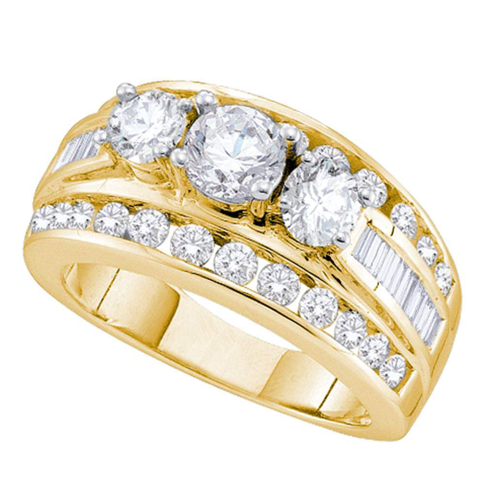 14kt Yellow Gold Round Diamond 3-stone Bridal Wedding Engagement Ring 1 Cttw