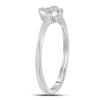 Sterling Silver Womens Round Diamond Simple Square Cluster Ring .01 Cttw