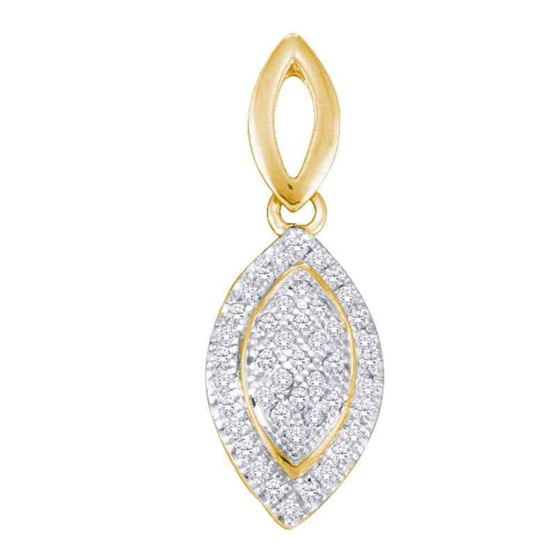 10kt Yellow Gold Womens Round Diamond Pointed Oval Pendant 1/6 Cttw