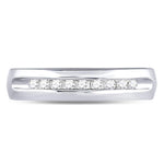 14kt White Gold Mens Machine Set Round Diamond Wedding Channel Band Ring 1/4 Cttw