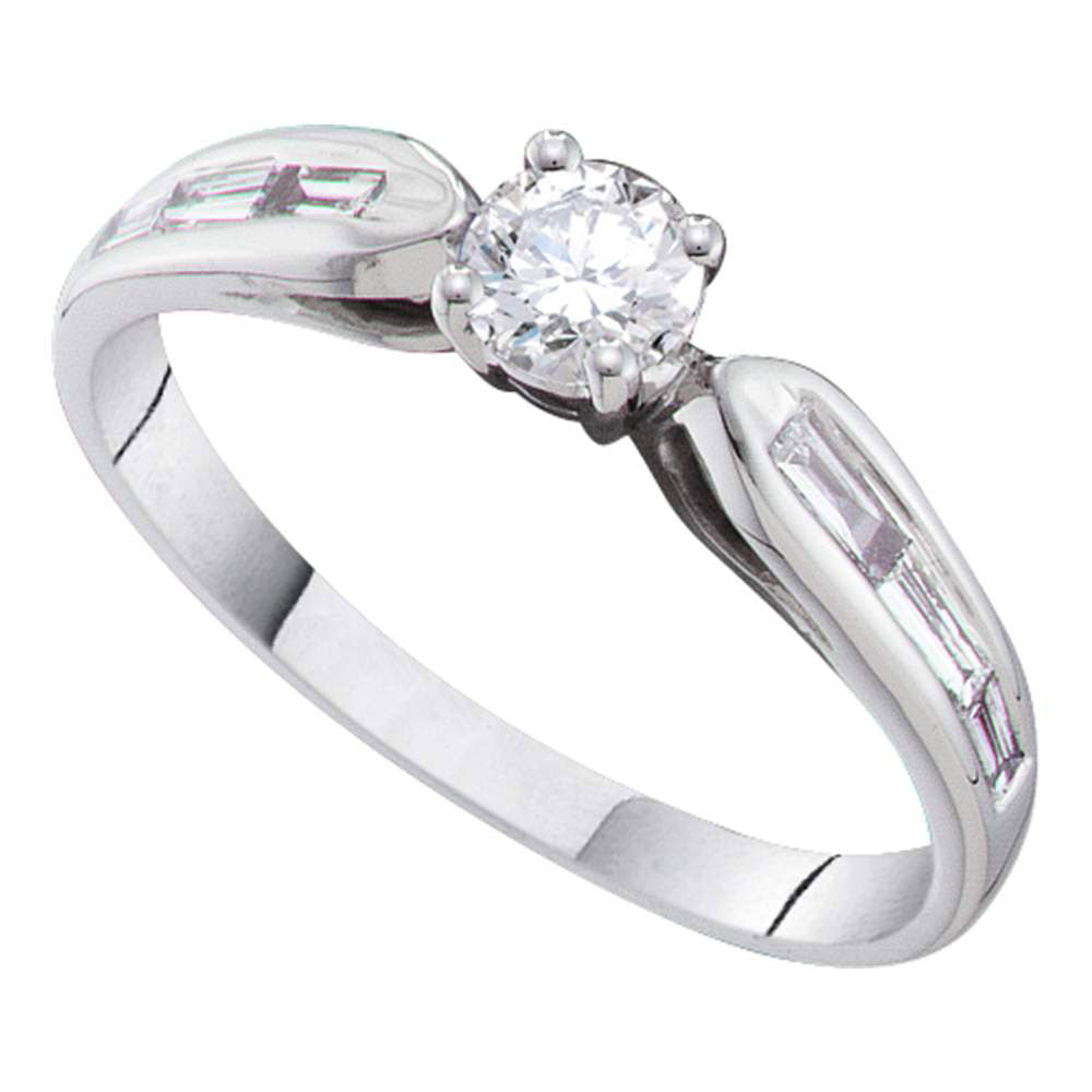 14kt White Gold Round Diamond Solitaire Bridal Wedding Engagement Ring 1/2 Cttw