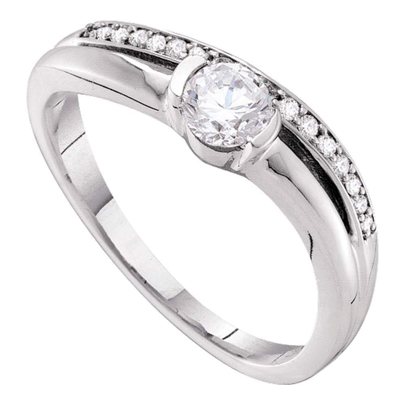 14kt White Gold Round Diamond Solitaire Bridal Wedding Engagement Ring 3/8 