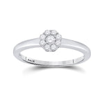 14kt White Gold Round Diamond Cluster Bridal Wedding Engagement Ring 1/5 Cttw