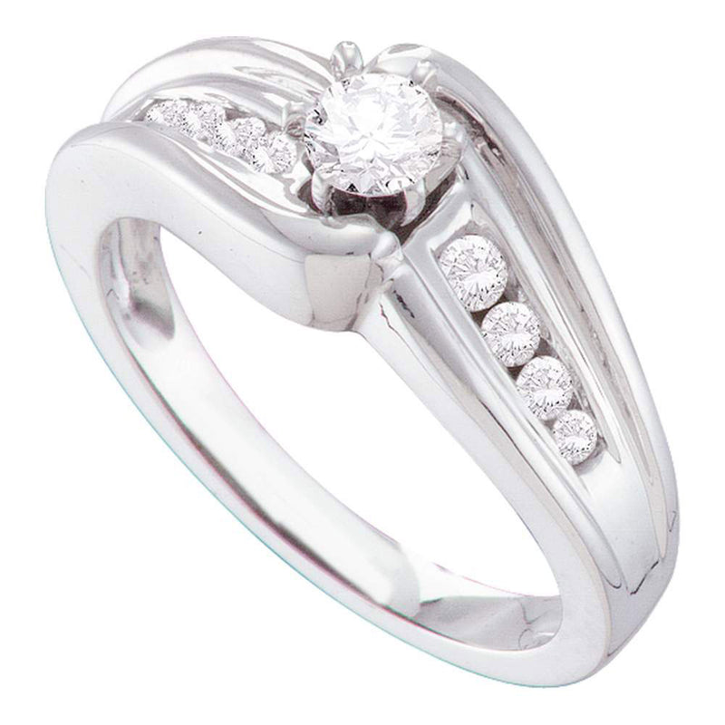 14kt White Gold Round Diamond Solitaire Bridal Wedding Engagement Ring 3/8 Cttw