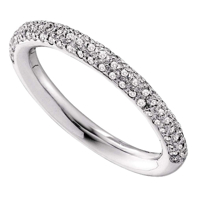 14kt White Gold Womens Round Diamond Slender Band Ring 3/8 Cttw