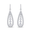 14kt White Gold Womens Round Diamond Teardrop Dangle Earrings 3/4 Cttw