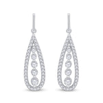 14kt White Gold Womens Round Diamond Teardrop Dangle Earrings 3/4 Cttw