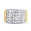 14kt Yellow Gold Mens Round Channel-set Diamond Square Stripe Cluster Ring 1-1/2 Cttw