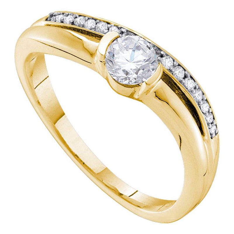 14kt Yellow Gold Round Diamond Solitaire Bridal Wedding Engagement Ring 3/8 Cttw