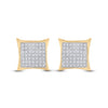 10kt Yellow Gold Womens Round Diamond Kite Square Earrings 1/3 Cttw