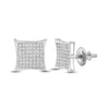 10kt White Gold Womens Round Diamond Kite Square Earrings 1/3 Cttw