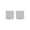 10kt Yellow Gold Womens Round Diamond Square Earrings 7/8 Cttw