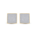 10kt Yellow Gold Womens Round Diamond Square Earrings 7/8 Cttw