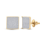 10kt Yellow Gold Womens Round Diamond Square Earrings 7/8 Cttw