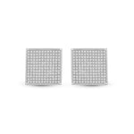 10kt White Gold Womens Round Diamond Square Earrings 7/8 Cttw