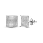 10kt White Gold Womens Round Diamond Square Earrings 7/8 Cttw