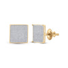 14kt Yellow Gold Womens Round Diamond Square Earrings 7/8 Cttw