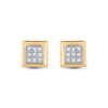 10kt Yellow Gold Womens Round Diamond Square Earrings 1/20 Cttw