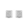 10kt White Gold Womens Round Diamond Square Earrings 1/20 Cttw