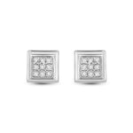 10kt White Gold Womens Round Diamond Square Earrings 1/20 Cttw