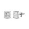 10kt White Gold Womens Round Diamond Square Earrings 1/20 Cttw