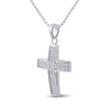 10kt White Gold Womens Round Diamond Cross Pendant 1/6 Cttw