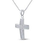 10kt White Gold Womens Round Diamond Cross Pendant 1/6 Cttw